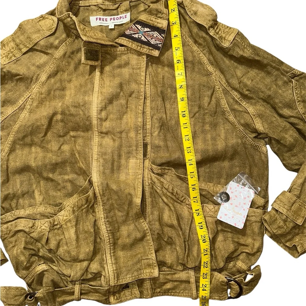 Free People Tan Utility Jacket with Patterned Trim - Picture 7 of 8